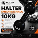 Ver imagem 2 de Halter Emborrachado 10kg com Estrutura em Ferro Fundido Preto Iniciativa Fitness 10kg