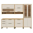 Ver imagem 2 de Armário de Cozinha com Balcão e Tampo 11 Portas 4 Gavetas Pérola 100% Mdf Vidro Reflecta Amêndoa/off