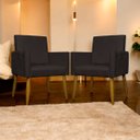 Ver imagem 2 de Kit 4 Poltronas Decorativas Mari Suede Pé Palito 30cm Castanho