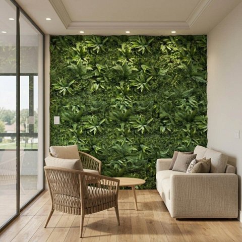 1,5m² Kit Jardim Vertical Artificial 3d Uv Resistente Folhagem Densa Luxo