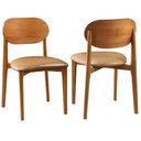 Ver imagem 2 de Conjunto 2 Cadeiras de Jantar Jade Corino Caramelo Pés em Madeira Móveis Valverde