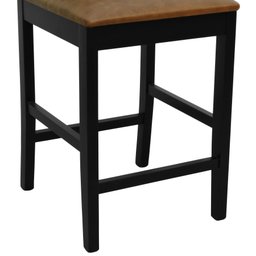 Banqueta Média Pérola Madeira Maciça com Telinha c/ 62cm Altura - Preto Assento Estofado Corano Marr - 7