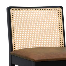 Banqueta Média Pérola Madeira Maciça com Telinha c/ 62cm Altura - Preto Assento Estofado Corano Marr - 6