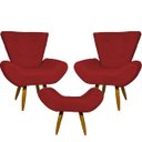 Ver imagem 1 de Kit 2 Poltronas Decorativas Para Sala Recepção Escritório Consultório + Puff Emilia Suede