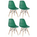 Ver imagem 1 de Kit 4 Cadeiras Charles Eames Eiffel Dsw com Pés de Madeira Clara Verde Escuro