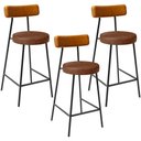 Ver imagem 1 de Kit 03 Banquetas Baixa Cozinha Sala Jantar Bancada Milão L02 Couríssimo Whisky Marrom - lyam decor L