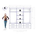Ver imagem 3 de Guarda Roupa Casal Maximus 6 Portas com Cômoda Sapateira Versátil 4 Gavetas Jacarandá Fosco-
