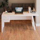 Ver imagem 2 de Mesa Escrivaninha 2 Gavetas para Escritório Veneza Branco - Panorama Móveis