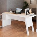 Ver imagem 1 de Mesa Escrivaninha 2 Gavetas para Escritório Veneza Branco - Panorama Móveis