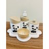 Kit Higiene Pandinha Baby - Madeira C/bandeja Nuvem Branca - 1