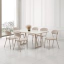 Ver imagem 1 de Conjunto para Sala de Jantar com 6 Cadeiras Betina Bege/Champagne/Off White