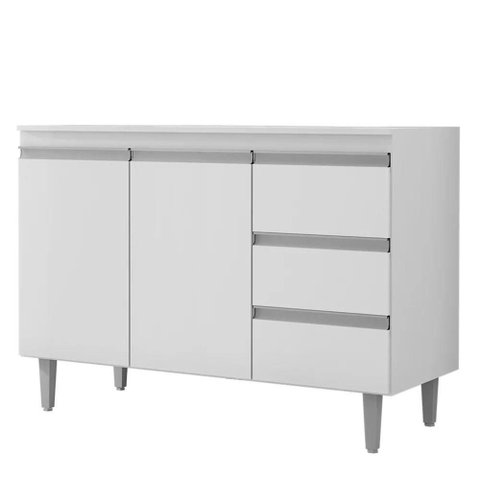 Balcão Gabinete Cozinha Andreia 100cm 2 Porta S-t Ajl Móveis Branco