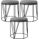 Ver imagem 1 de Kit 03 Puffs Decorativo Aramado Preto Zaya L02 Corano Cinza - Lyam Decor