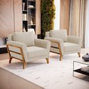 Ver imagem 1 de Kit 2 Poltronas Sabrina de Madeira Maciça com Almofada Veludo Bege 102