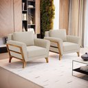 Ver imagem 1 de Kit 2 Poltronas Sabrina de Madeira Maciça com Almofada Veludo Bege 102