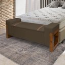 Ver imagem 2 de Recamier Baú Pés em Madeira Cama Casal 1,30m Retro Premium Estofado Estilo Decorativo Cor Marrom