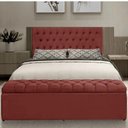 Ver imagem 2 de Kit Painel Cabeceira com Bau Calçadeira Dubai 1,28m para Cama Viúva Solteirão Suede Vermelho -