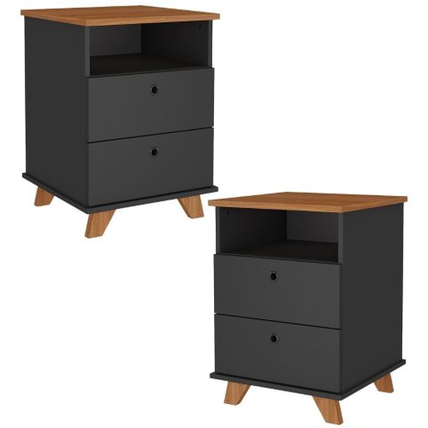 Kit 02 Gaveteiros para Escritório Home Office 2 Gavetas Diem A02 Freijó Preto - Lyam Decor