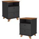 Ver imagem 1 de Kit 02 Gaveteiros para Escritório Home Office 2 Gavetas Diem A02 Freijó Preto - Lyam Decor
