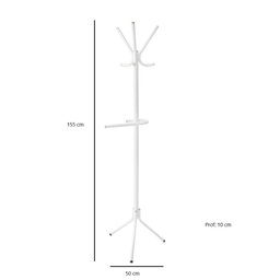 Cabideiro de Chão Para Roupas Casa Quarto Escritório Moderno 8 Ganchos Cabides Mancebo Branco - 2
