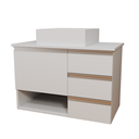 Ver imagem 4 de Balcão Móvel Mdf Armário de Banheiro 70cm com Tampo/cuba Prt Branco Um Furo Direito com Fundo