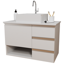 Ver imagem 3 de Balcão Móvel Mdf Armário de Banheiro 70cm com Tampo/cuba Prt Branco Um Furo Direito com Fundo