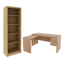 Ver imagem 3 de Mesa Escritório Ofice em L 2 Gavetas e Estante de Livros Amêndoa
