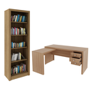 Ver imagem 2 de Mesa Escritório Ofice em L 2 Gavetas e Estante de Livros Amêndoa