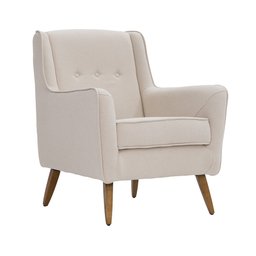 Poltrona Clássica Toscana Pés Manu Linho Bege Mesclado - Nexta Casa - 1