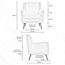 Poltrona Clássica Toscana Pés Manu Linho Bege Mesclado - Nexta Casa - 8