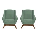 Ver imagem 1 de Kit 2 Poltronas Vittória em Linho Mescla Verde e Base de Madeira - Larbelle