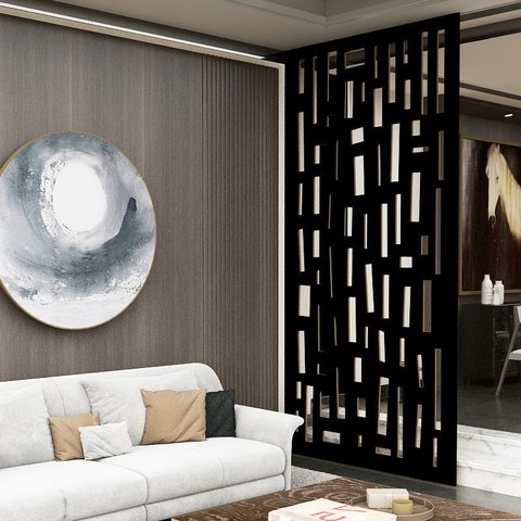 Painel Vazado Divisória Mdf Mikonos Preto - 0,60x2,60m