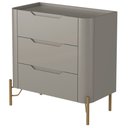 Ver imagem 4 de Mesa de Cabeceira Orgânica 3 Gavetas Pés Industrial Dourado Bliss I03 Grigio - Lyam Decor