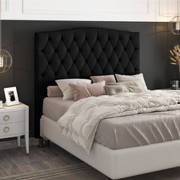 Cabeceira Cama Box Queen Itália 160 Cm Suede MV Estofados Italia Preto - 2