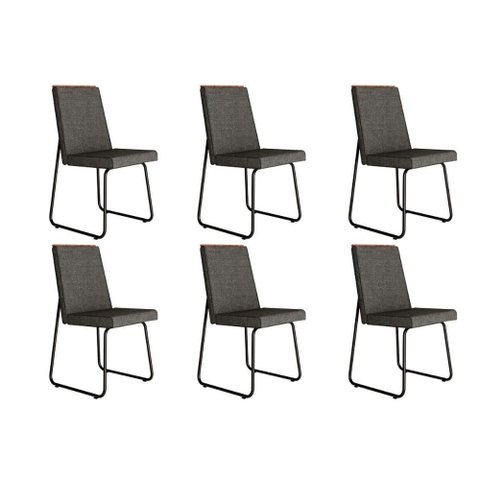 Kit 6 Cadeiras Sala Jantar Lira 1752 6 Uni Preto/grafite - Preto - Carraro