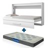 Cama De Parede Dobrável Solteiro Horizontal Framar Branco Com Colchão Probel D20 - 1