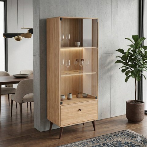 Cristaleira 680x1730x400 mm Curve Marrom/Mel