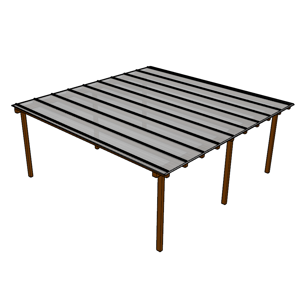 Cobertura Policarbonato Alveolar 6,00m x 6,00m - Branco 6mm - 1