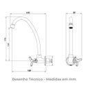 Ver imagem 3 de Torneira de Parede Bica Alta 1187 C15 1/4v 27044.3 Cromado Meber