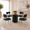 Ver imagem 1 de Kit 4 Cadeiras Sala de Jantar Lisa Pés Champanhe PU Preto m² - Monari Design