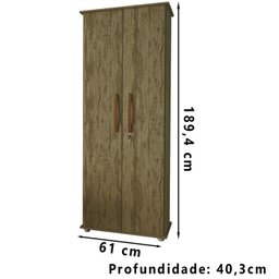 Armario Multiuso 2 Portas Com Chave CO78 Amendoa Wood MPRI - 4