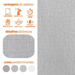 Papel de Parede Adesivo Lavavel Texturizado Linho Cinza Suave 500x60cm - 7