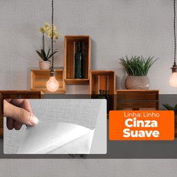 Papel de Parede Adesivo Lavavel Texturizado Linho Cinza Suave 500x60cm - 6