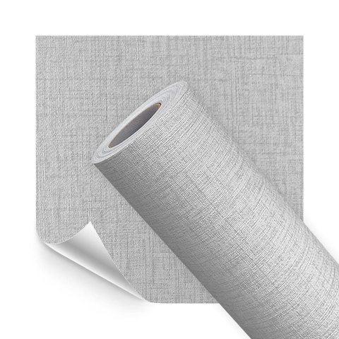 Papel de Parede Adesivo Lavavel Texturizado Linho Cinza Suave 500x60cm