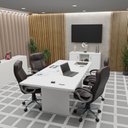 Ver imagem 3 de Conjunto Escritório Mesa Reunião Armário Credenza Escritório Office Netmobil - Branco