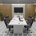 Ver imagem 1 de Conjunto Escritório Mesa Reunião Armário Credenza Escritório Office Netmobil - Branco