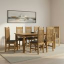 Ver imagem 1 de Conjunto Sala de Jantar Mesa 180cm e 8 Cadeiras Estofadas 100% Madeira Maciça Essen Yescasa Marrom/Nogueira/Cinza