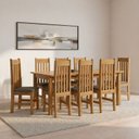 Ver imagem 1 de Conjunto Sala de Jantar Mesa 180cm e 8 Cadeiras 100% Madeira Maciça Essen Yescasa Nogueira/Cinza