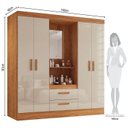 Ver imagem 3 de Guarda-Roupa Casal Capelinha com Espelho 4 Portas e 2 Gavetas Valenza Yescasa Off White/Cinamomo