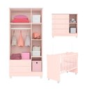 Ver imagem 6 de Jogo Quarto Infantil Doce Sonho Berço Cômoda 4 Gavetas e Guarda Roupa Qmovi